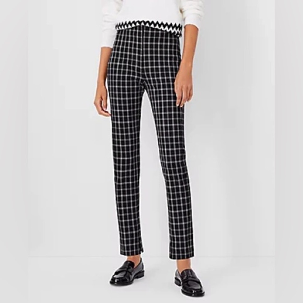 Ann Taylor Audrey Black White Plaid Ankle Pants Size 14 NWT
